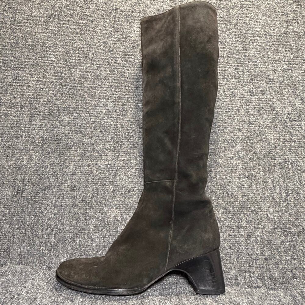 Anne Klein Womens Size 8.5 Black Suede Tall Knee High Boots Heel Comfort